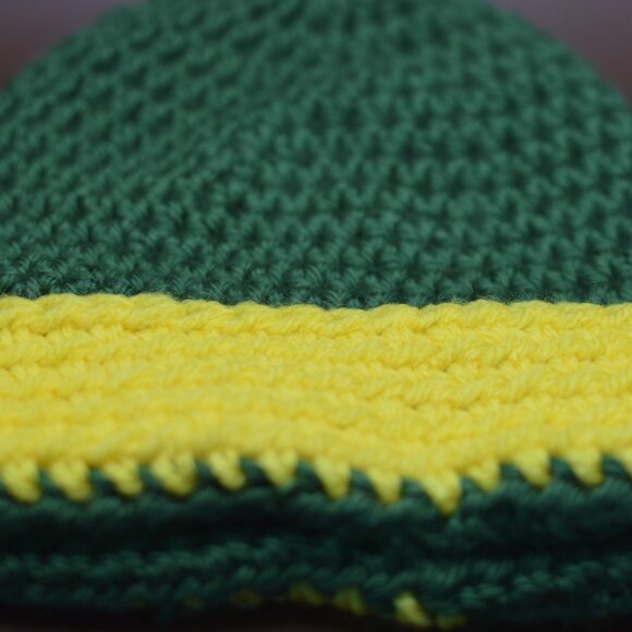 Green Crochet Homemade Hat with Yellow Brim - Picture 3 of 3